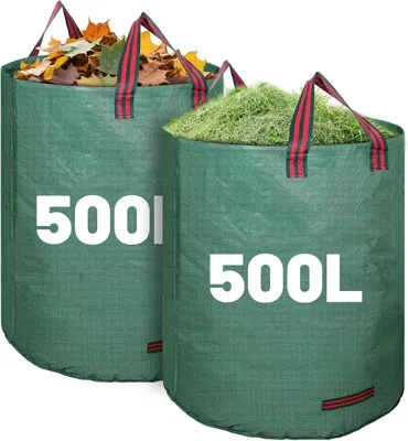 Imagen del producto de Bolsas grandes para jardín, 2 unidades, de 500 litros, con asas, para residuos de jardín