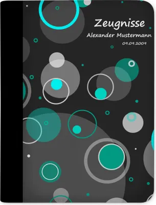 Produktbild von Zeugnismappe, Dokumentenmappe, Ordner A4, Kreise Türkis