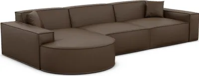 Produktbild von Echtleder L-Form Sofa Brevia Dunkelbraun Links