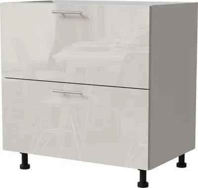 Produktbild von Schubladenunterschrank BRERRA 80cm HETTICH Vollauszug Farbe wählbar BR-D2A/80/1A,RAL 9001 creme Hochglanz,weiß