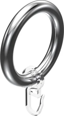 Produktbild von Interdeco Gardinenringe / Rundringe mit Faltenhaken für Gardinenstangen mit 28 mm Ø Chrom-farbig, Pack. 10 Stück