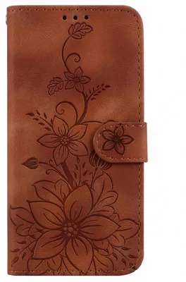 Produktbild von Avizar, Wallet Hülle für Galaxy A27 Lilienmuster mit Standfunktion, Braun