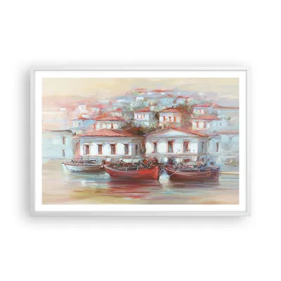 Produktbild von Gerahmtes Poster - Weißer Rahmen - Bild Segelboot Hafen - 91,5x61 cm - Wand Bild - Wanddeko - Wandbilder - Kunstposter - Wandposter - Bilderrahmen - Bilder - Kunstdruck - P2WAA91x61-4937