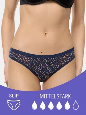 Produktbild von NUR DIE Periodenunterwäsche Alles Geregelt Slip mit Print mittelstark - Polka Dots - Größe 44-46
