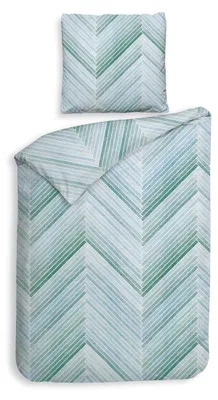 Productafbeelding van Heckettlane dekbedovertrek - 155x220 cm – 100% katoenen flanel – Hoogwaardige beddengoed met motief – Zacht – Ademend en huidvriendelijk – Inclusief kussensloop van 80x80 cm – Blauw