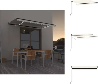 Produktbild von vidaXL Markise Manuell Einziehbar mit LED 450x350 cm Creme -  Markisen