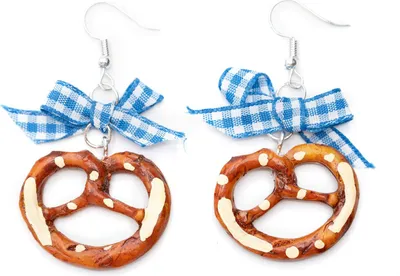 Produktbild von Brezel Ohrringe Miniblings Hänger  Wiesn Breze Brezn Schleife kariert