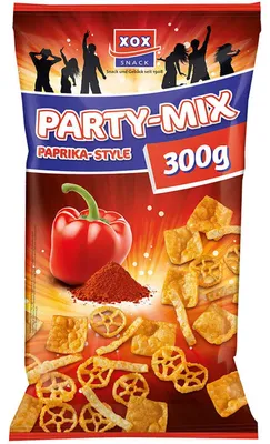 Obrázek produktu pro XOX Partymix Paprika Style Potato Wheat Snack fiery spicy 300g