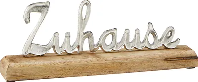 Produktbild von Schriftzug 'Zuhause' silber 30x10x5cm Mangoholz Aluminium Dekoaufsteller Tischdeko Aufsteller