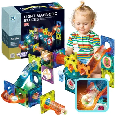 Immagine prodotto di Woopie - Pista per palline con blocchi magnetici e luci - 49 pezzi