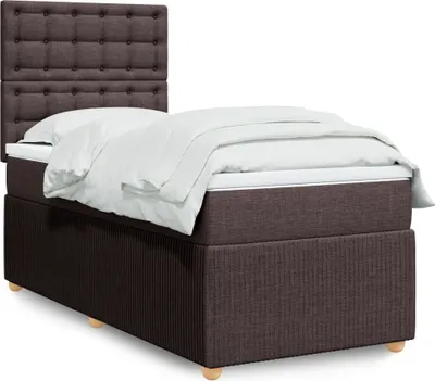 Produktbild von "2026 Promotion" Boxspringbett mit Matratze - Dunkelbraun - 80x200 cm - Stoff - Polsterbett CC15667