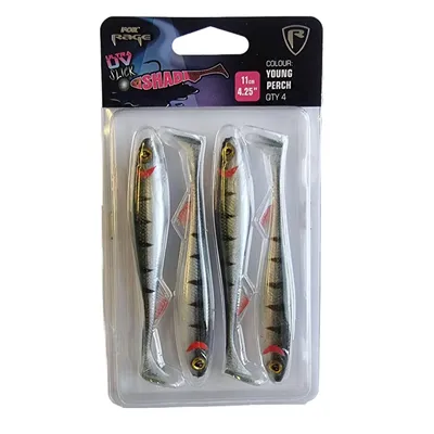 Obrázek produktu pro Fox Rage Slick Shad Ultra UV 11 cm 4,25 UV YOUNG PERCH x 4 gumová nástraha