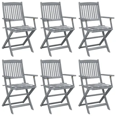Produktbild von Klappbare Gartenstühle 6 Stk. mit Kissen Massivholz Akazie