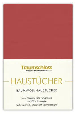 Produktbild von Traumschloss Betttuch Haustuch 150 x 250 cm rot aus 100% Baumwolle, ohne Gummizug