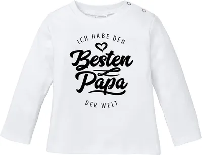 Produktbild von Baby Langarmshirt Babyshirt Ich habe den besten Papa der Welt Spruch Geschenk Jungen Mädchen Moonworks® weiß 80/86 (10-15 Monate)