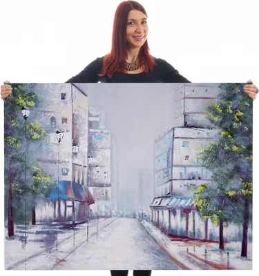 Immagine prodotto di Pittura ad olio villaggio, 100% pittura murale dipinta a mano XL, 120x90cm