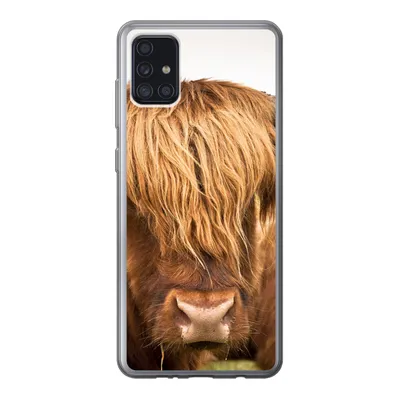 Produktbild von MuchoWow® Handyhülle Schutzhülle Hülle für Samsung Galaxy A52 5G Schottische Highlander - Braun - Gras Silikon Softcase Handy Hülle - Umschlag