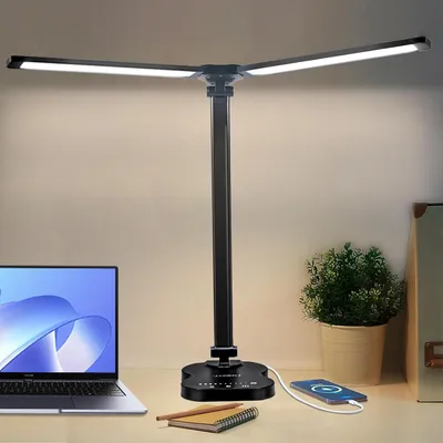 Obrázek produktu pro Stolní lampa Bureaulamp – Dvě lampičky – Šetrná k očím při čtení – 5 barev, 10 úrovní jasu – 5 wattů – Černá barva