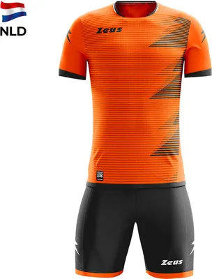 Produktbild von L/XL|Zeus Mundial Teamwear Set Trikot mit Shorts orange schwarz