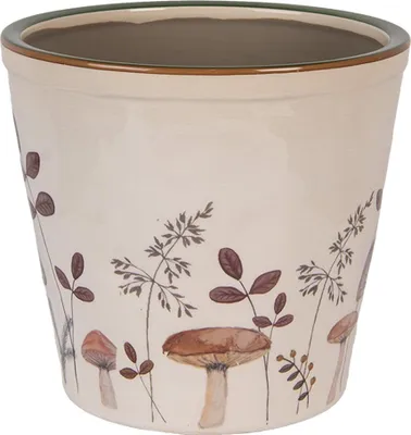 Immagine prodotto di Vaso da fiori Clayre & Eef Ø 21x20 cm Funghi in Vetroceramica beige