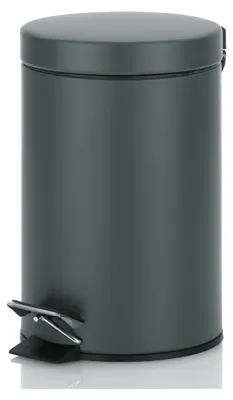 Produktbild von Tretmülleimer Pedaleimer Mülleimer - 3 l - Metall - Dunkelgrau - Ø 17 x 26 cm - Mit Fußpedal