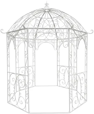Produktbild von CLP Rosenpavillon aus Eisen Leila, Gartenpavillon im Jugendstil nostalgisch, Rankhilfe pulverbeschichtet für Kletterpflanzen und Rosen weiß