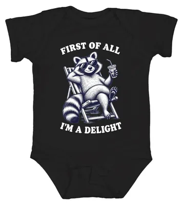 Productafbeelding van Eerst en vooral: een Delight wasbeer zonnebril, vakantie, wasbeer, zomer, babyromper, zwart, maat 0/3