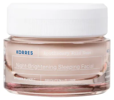 Imagen del producto de Korres Care Apothecary, Crema de noche Wild Rose, para mujeres, apta para todo tipo de piel, para rostro y cuello, hidratante, iluminadora, hidratante, para todas las edades