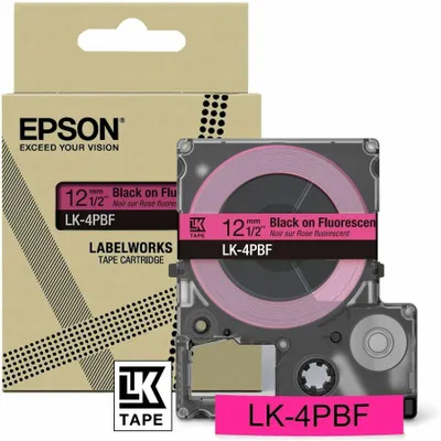Produktbild von Epson LabelWorks LK-4PBF - Schwarz auf Fluoreszierend - Rolle (1,2 cm x 5 m) 1 Kassette(n) Hängebox - Bandkassette - für LabelWorks LW-C410, LW-C610