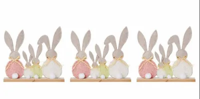 Produktbild von 3 Stück Osterhasenfamilie Aufsteller Osterhase 30cm Ostern Osterdeko Frühling
