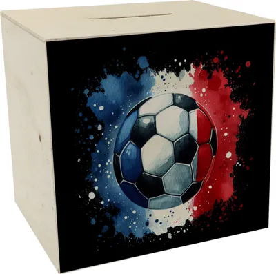Produktbild von Fußball Frankreich Flagge Spardose aus Holz