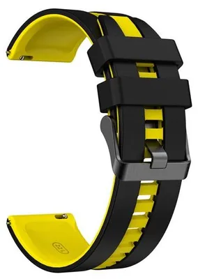 Produktbild von Silikon Sportarmband 22mm Wasserfest - Schwarz und Gelb