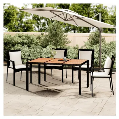 Produktbild von Gartentisch mit Holzplatte aus Poly Rattan und Akazienholz
