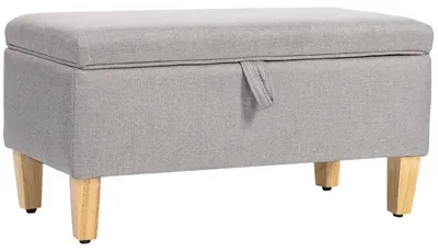 Produktbild von Aufbewahrungsbank mit Sitzkissen | Farbe: Hellgrau | Abmessungen: 71x37x36 cm