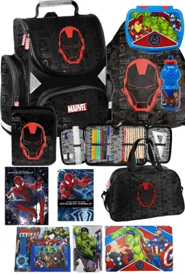 Obrázok produktu pre AVENGERS školská taška Set 12v1 aktovka puzdro na perá taška na telocvik IRON MAN MARVEL