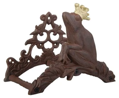 Image de Esschert Design Porte-tuyau d'arrosage Roi Grenouille rouille ; TG51