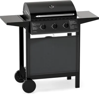 Image de Barbecue à gaz extérieur à 3 brûleurs avec tablettes latérales, 24 000 BTU