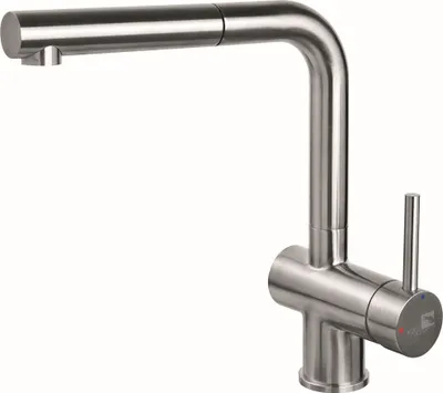 Produktbild von AquaCucina 45001-E Armatur LAGO S in EDELSTAHL mit ausziehbarem Auslauf / Küchenarmatur / Einhebelmischer