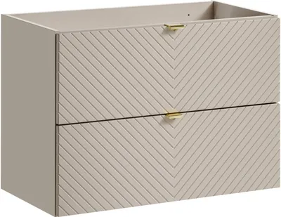 Zdjęcie produktu dla Szafka Pod Umywalkę 80 Cm 2-Szufladowa – Kaszmirowy Mat, Frez W Jodełkę