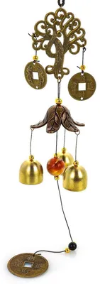 Image de Arbre de la vie en métal, décoratif, avec cordon porte-clés de 45 cm, émettant un son clair
