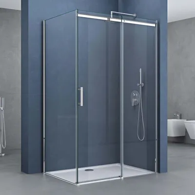 Immagine prodotto di doporro Box Doccia Angolare con Porta Scorrevole Vetro 8 mm Temperato Trasparente Profilo Alluminio Cromato H 195 75x110 cm - Ravenna18K