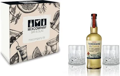 Produktbild von Teremana Tequila Geschenkset - Reposado 0,7L (40% Vol) 2 Tumbler Kristalloptik Dwayne The Rock Johnson Tequila Gold- [Enthält Sulfite]