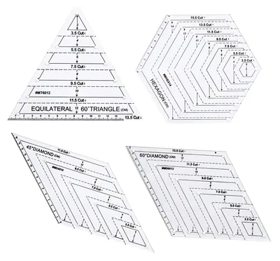 Productafbeelding van Omgoods - Set van 4 Transparante Quilting Linialen voor Creatief Naaiwerk