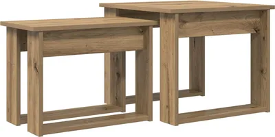 Immagine prodotto di vidaXL Set di tavolini da caffè, 2 pezzi, effetto legno artigianale "Quercia", 50 x 52 x 42 cm
