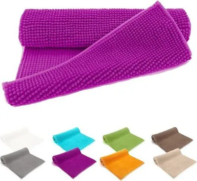 Produktbild von Rutschfeste Badematte, 50 x 80 cm, Chenille-Matte, schnell trocknend und saugfähig, maschinenwaschbar, Lila