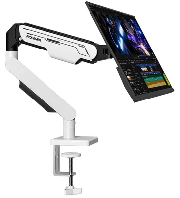 Image de Support mural pour écran, bras à ressort à gaz, pour écrans de 17 à 32 pouces, jusqu'à 9 kg, compatible VESA 75/100 mm, couleur blanche