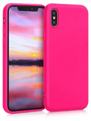 Produktbild von kwmobile Hülle kompatibel mit Apple iPhone X Hülle - gummierte TPU Silikon Handyhülle - Schutzhülle für kabelloses Laden - Case in Neon Pink
