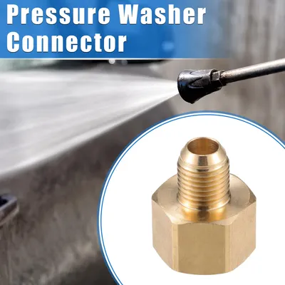 Image de Connecteur pour Nettoyeur Haute Pression, M22x1.5 vers 8mm M14x1.5 Mâle et Femelle Adaptateur en Laiton pour Tuyau Nettoyeur Haute Pression Universel en Laiton de Couleur Cuivre