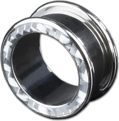 Produktbild von viva-adorno 1 Stück 6mm Flesh Tunnel Schraubverschluss Gewinde Chirurgenstahl hochglanzpoliert Carbon Optik Größe 6 - 20mm Z102, silber