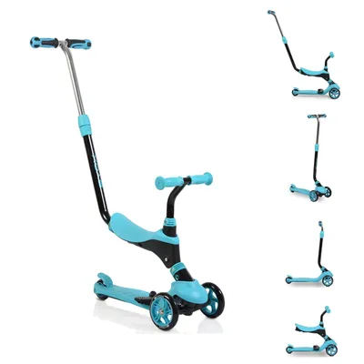 Produktbild von Byox Kinderroller Tristar 3 in 1 Roller Rutscher Schiebestange PolyurethanRäder ABEC-5 blau